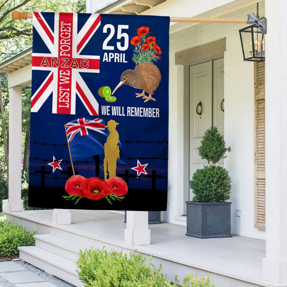 Veteran Flag, Anzac Day New ZealAnd Flag Lest We Forget 25 April We Will Remember Flag