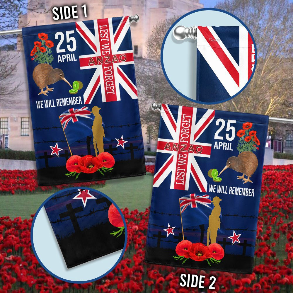 Veteran Flag, Anzac Day New ZealAnd Flag Lest We Forget 25 April We Will Remember Flag