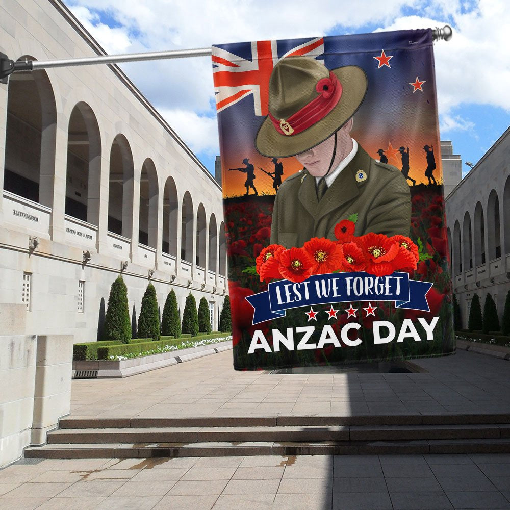 Veteran Flag, Anzac Day New ZealAnd Poppy Lest We Forget Flag