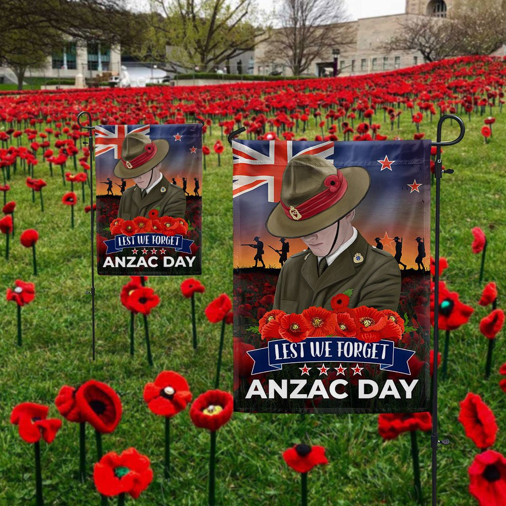 Veteran Flag, Anzac Day New ZealAnd Poppy Lest We Forget Flag