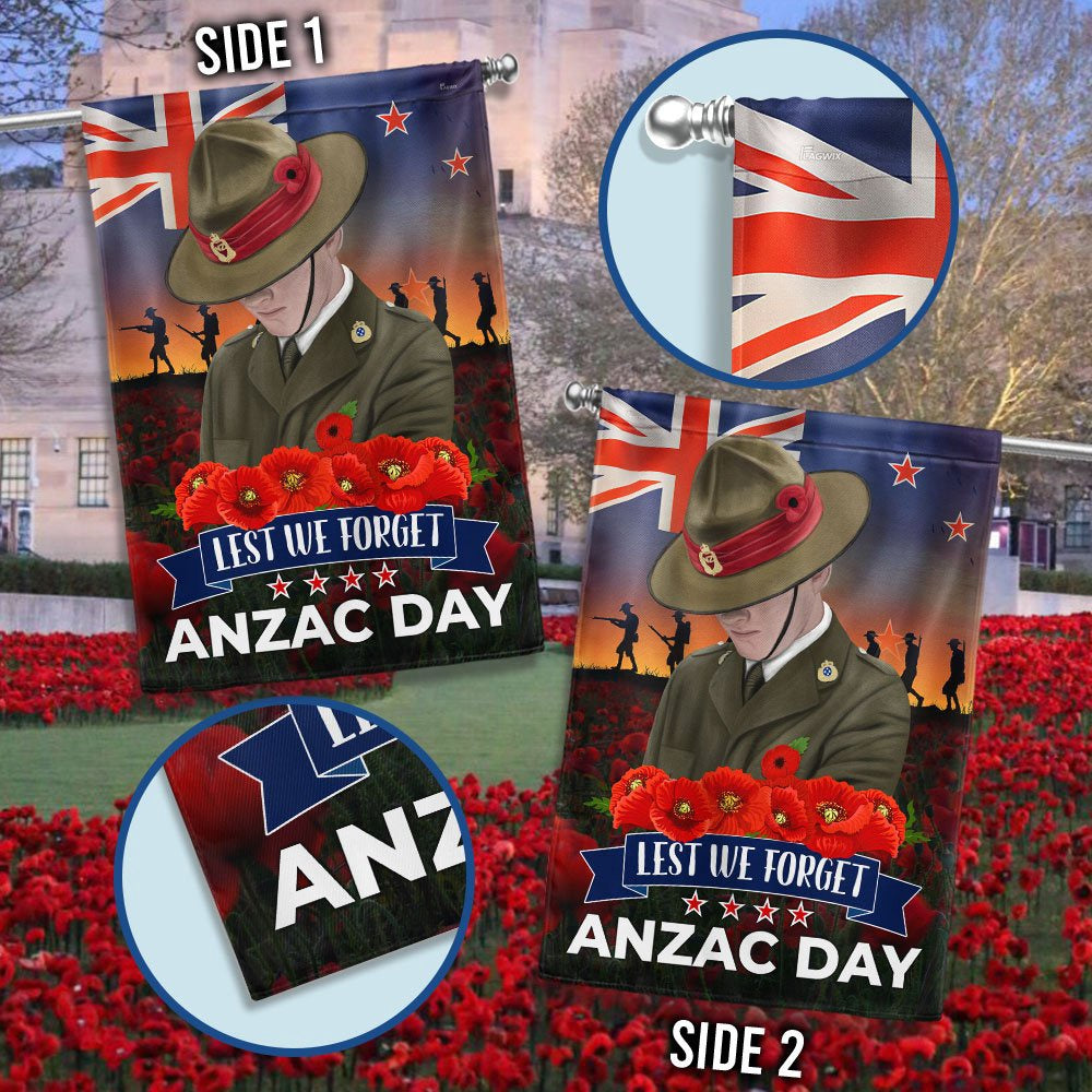 Veteran Flag, Anzac Day New ZealAnd Poppy Lest We Forget Flag