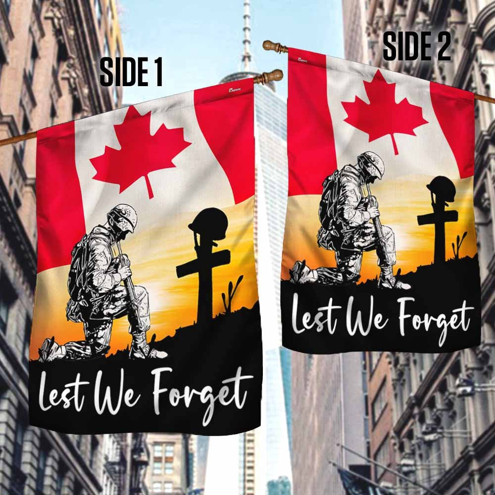 Veteran Flag, Canadian Veteran Lest We Forget Kneeling Soldier Flag