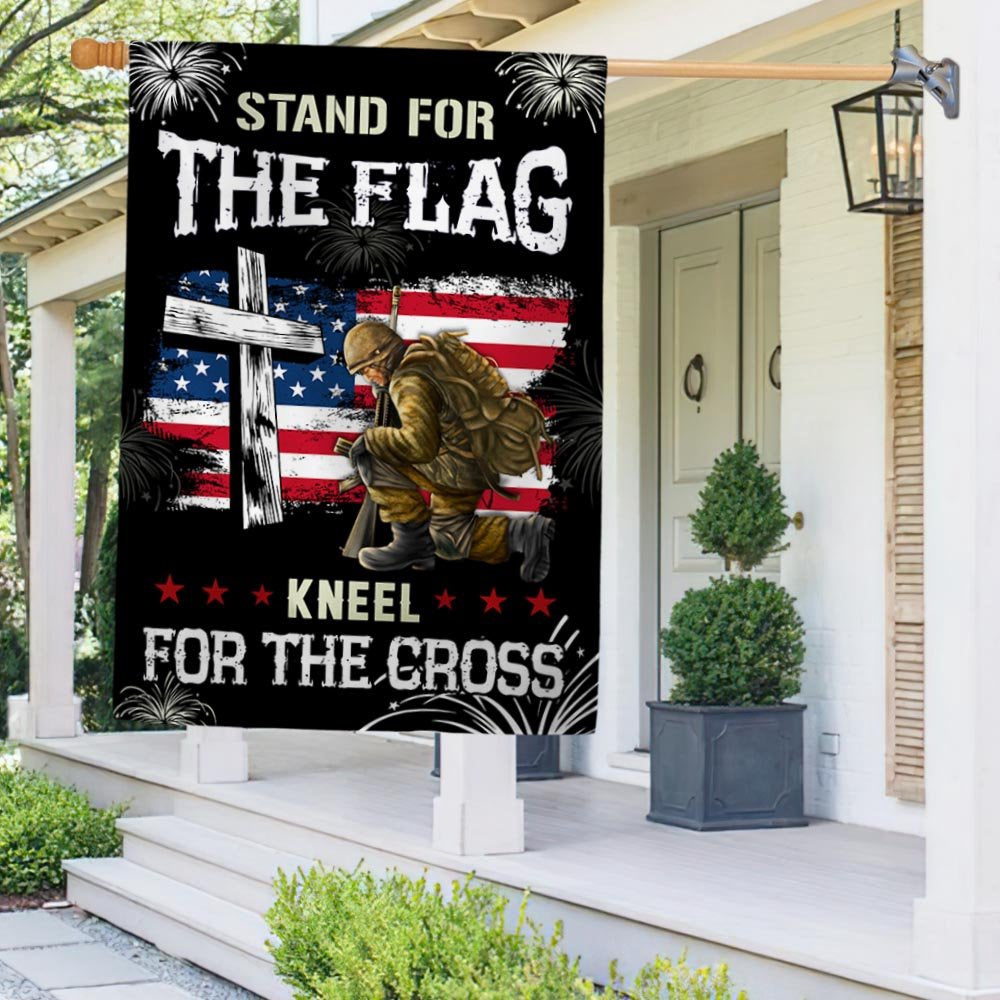 Veteran Flag, God Veteran StAnd For The Flag Kneel For The Cross Flag