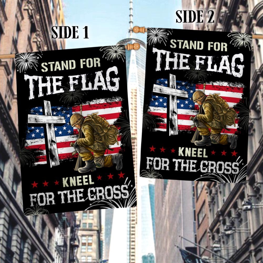 Veteran Flag, God Veteran StAnd For The Flag Kneel For The Cross Flag