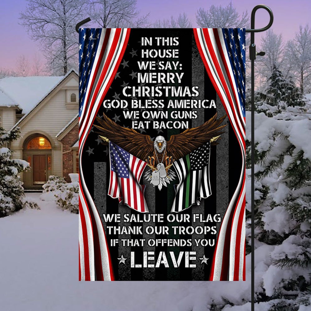 Veteran Flag, In This House We Salute Our Flag, Patriotic Eagle Veteran Garden Flag &amp Mailbox Cover