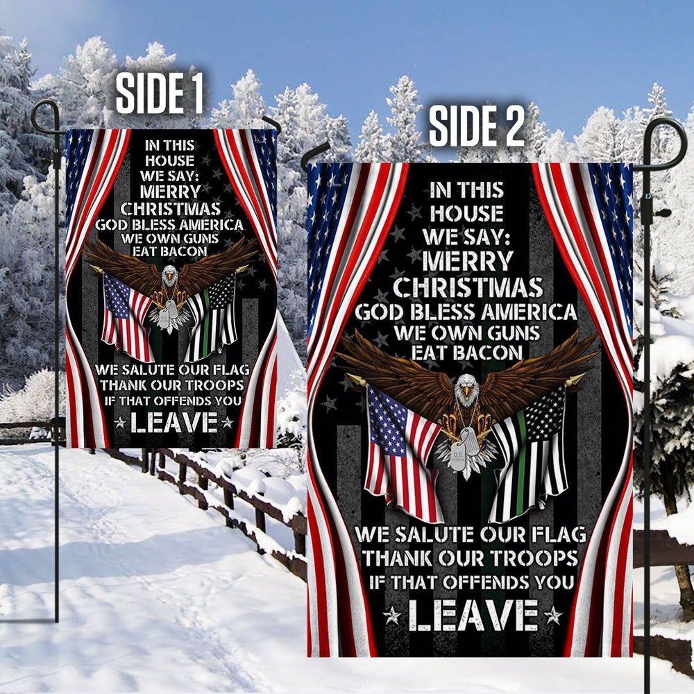Veteran Flag, In This House We Salute Our Flag, Patriotic Eagle Veteran Garden Flag &amp Mailbox Cover