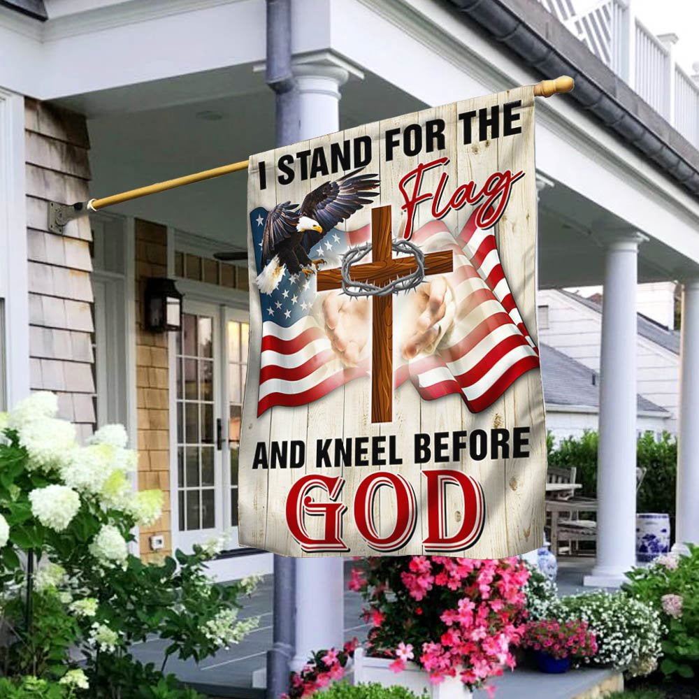 Veteran Flag, Jesus Christ American Flag I StAnd For The Flag And Kneel Before God Flag