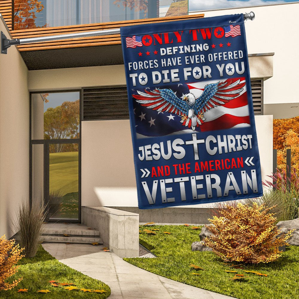Veteran Flag, Jesus Christ And The American Veteran Patriotic American Eagle Flag