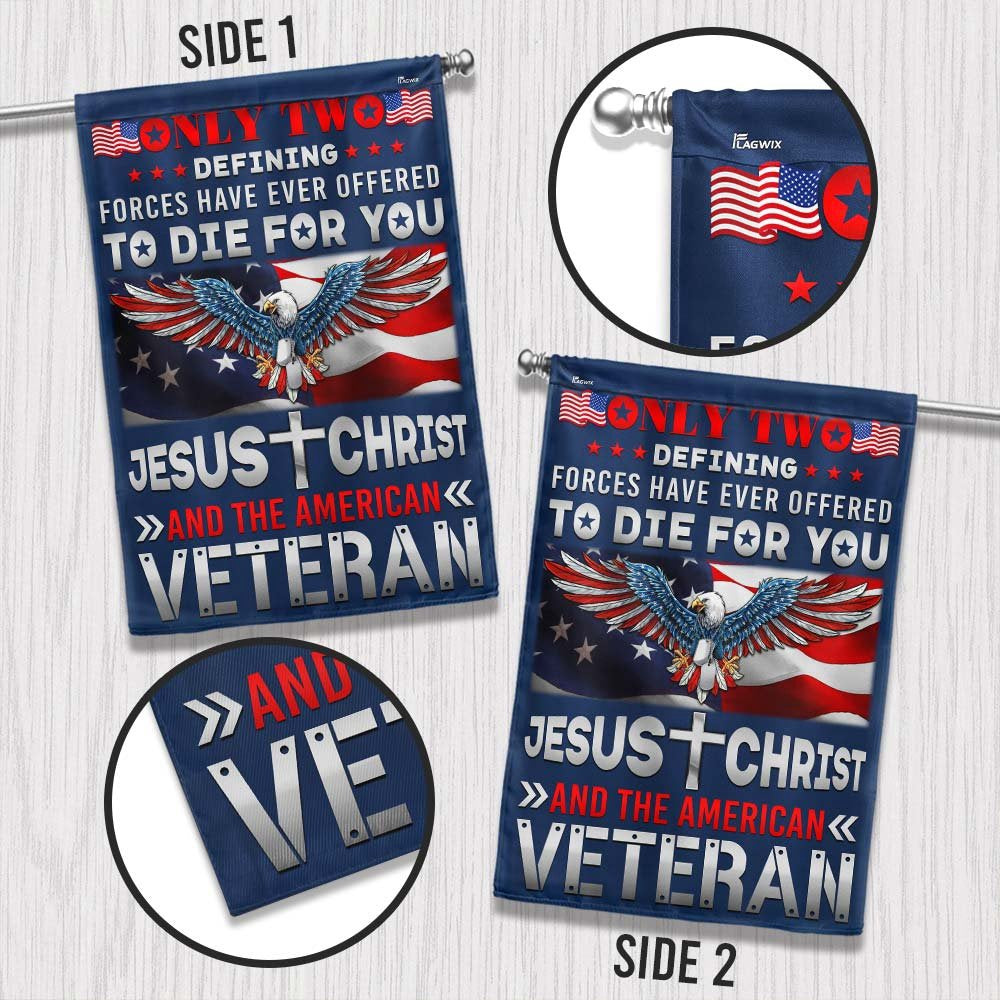 Veteran Flag, Jesus Christ And The American Veteran Patriotic American Eagle Flag