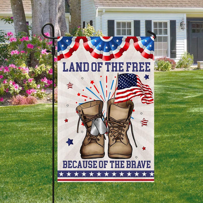 Veteran Flag, LAnd Of The Free Because Of The Brave Veteran Boots Independence Day Patriotic Flag