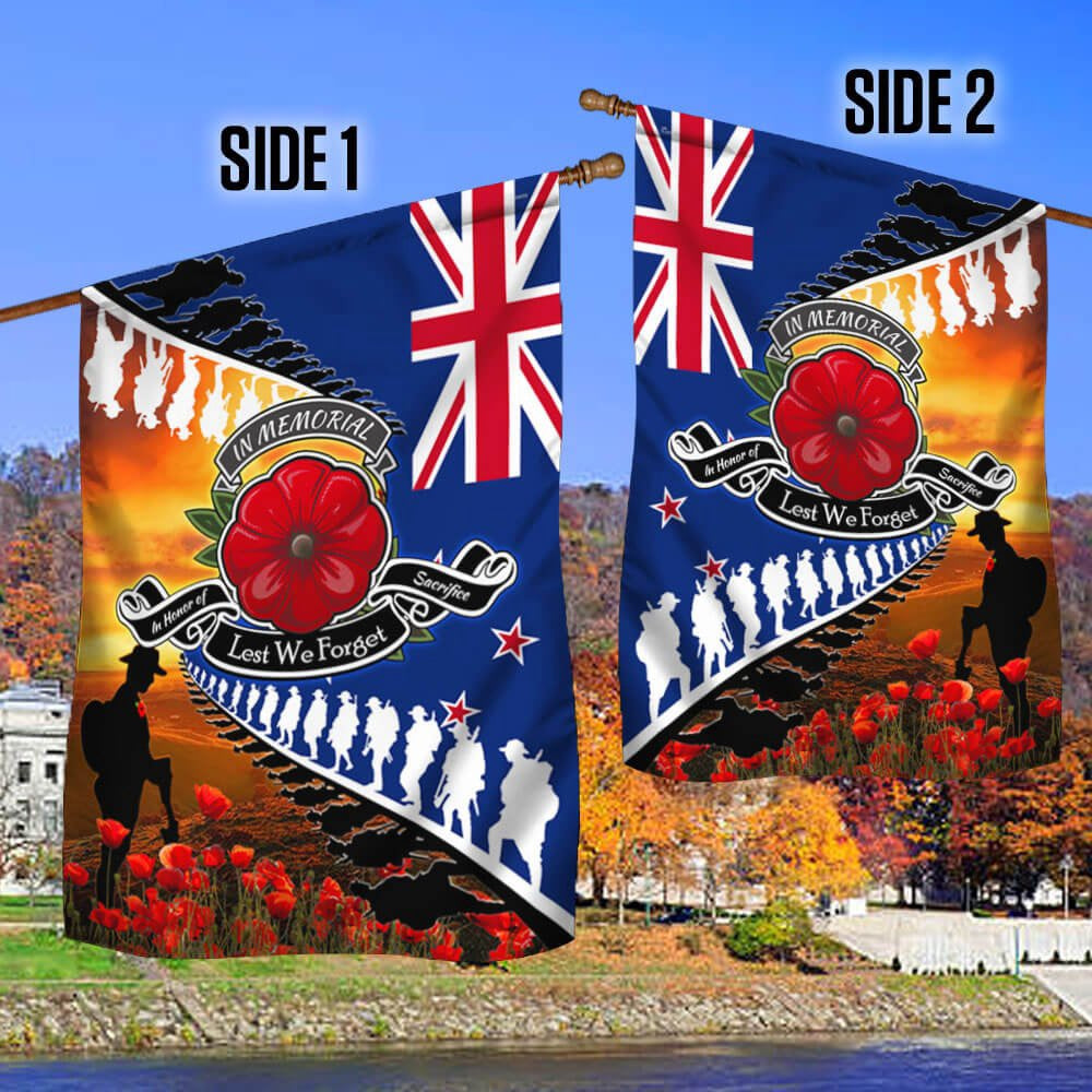 Veteran Flag, Lest We Forget Poppy Veteran Anzac Day New ZealAnd Flag