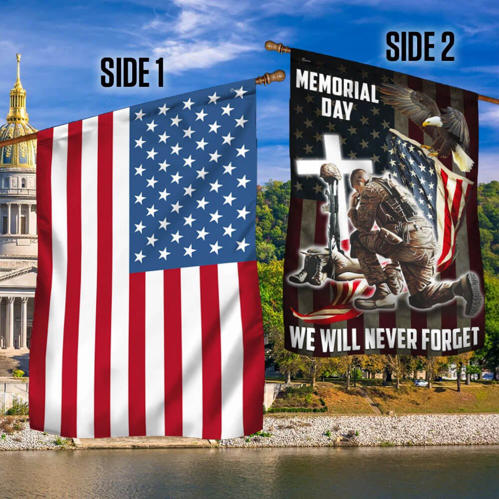 Veteran Flag, Memorial Day Remember And Honor Veteran American Eagle Two Sided Flag