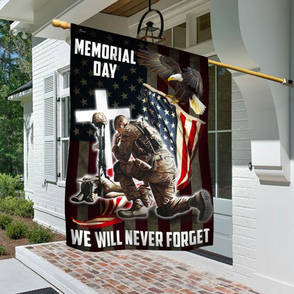 Veteran Flag, Memorial Day Remember And Honor Veteran American Eagle Two Sided Flag