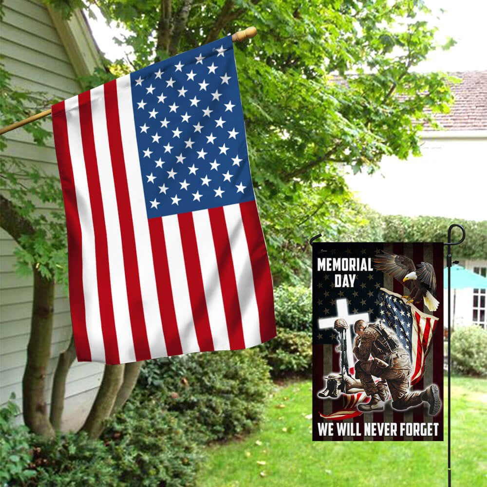 Veteran Flag, Memorial Day Remember And Honor Veteran American Eagle Two Sided Flag