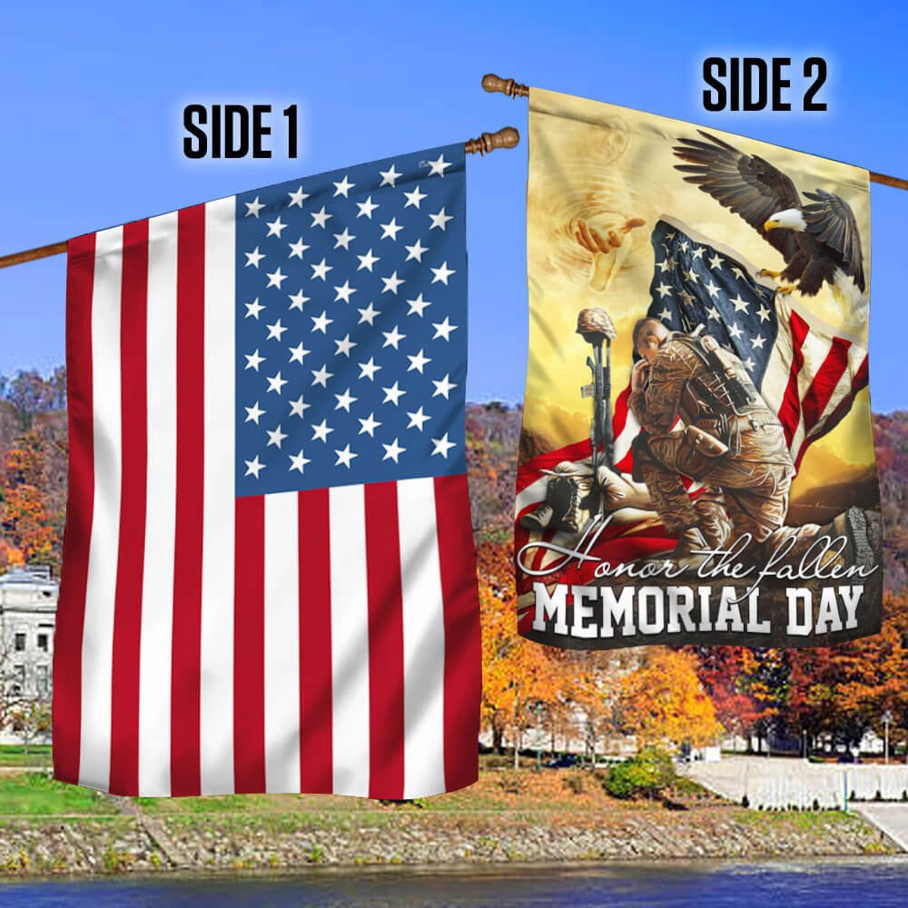 Veteran Flag, Memorial Day Remember And Honor Veteran American Eagle Two Sided Flags