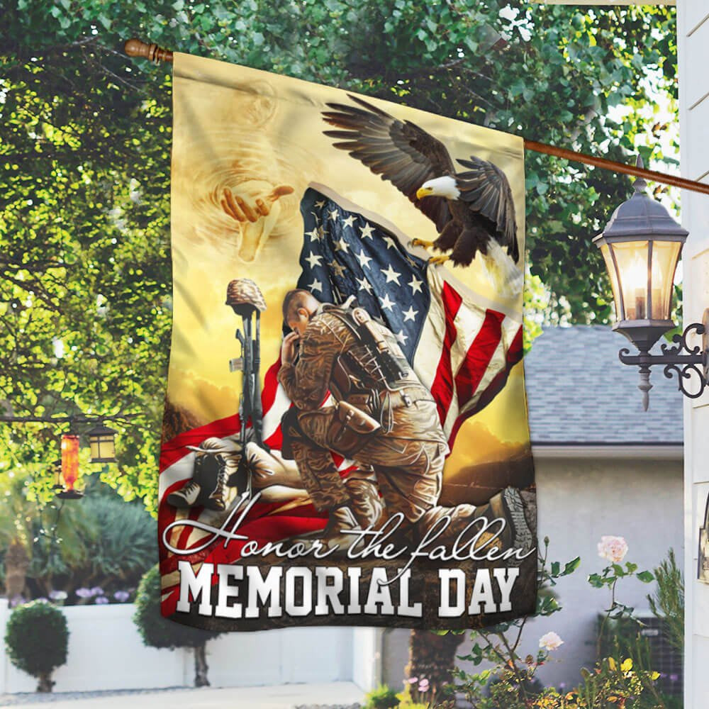 Veteran Flag, Memorial Day Remember And Honor Veteran American Eagle Two Sided Flags