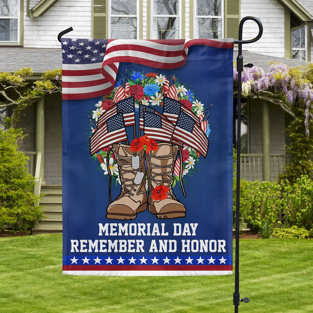 Veteran Flag, Memorial Day Veteran Boots American Wreath Remember And Honor Flag