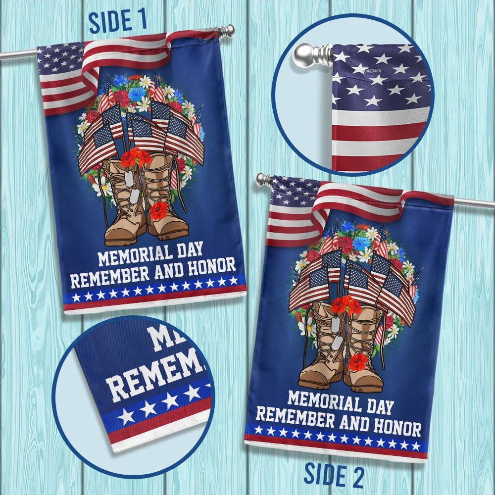 Veteran Flag, Memorial Day Veteran Boots American Wreath Remember And Honor Flag