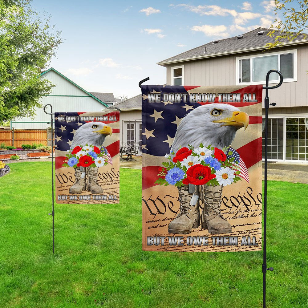 Veteran Flag, Memorial Day Veteran Boots Eagle We Don't Know Them All But We Owe Them All Flag