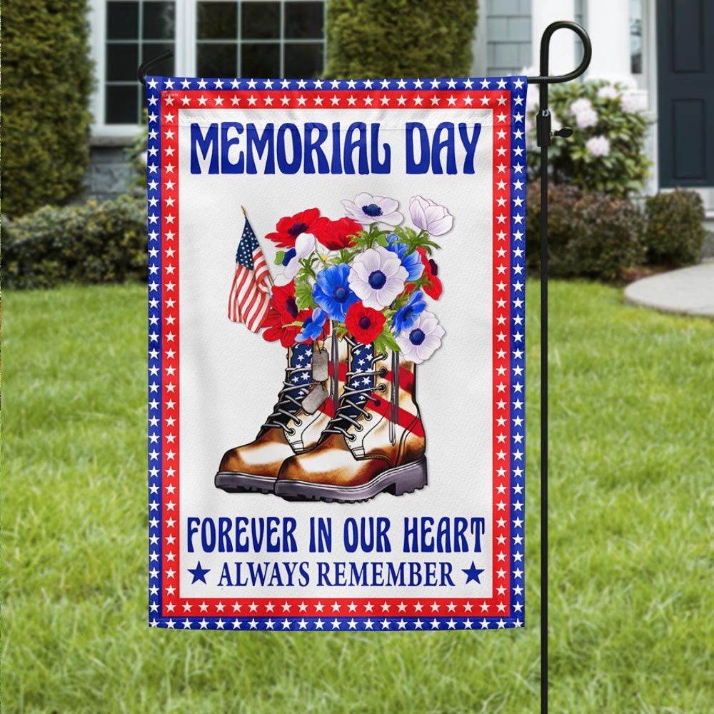 Veteran Flag, Memorial Day Veteran Boots Forever In Our Heart Always Remember Flag