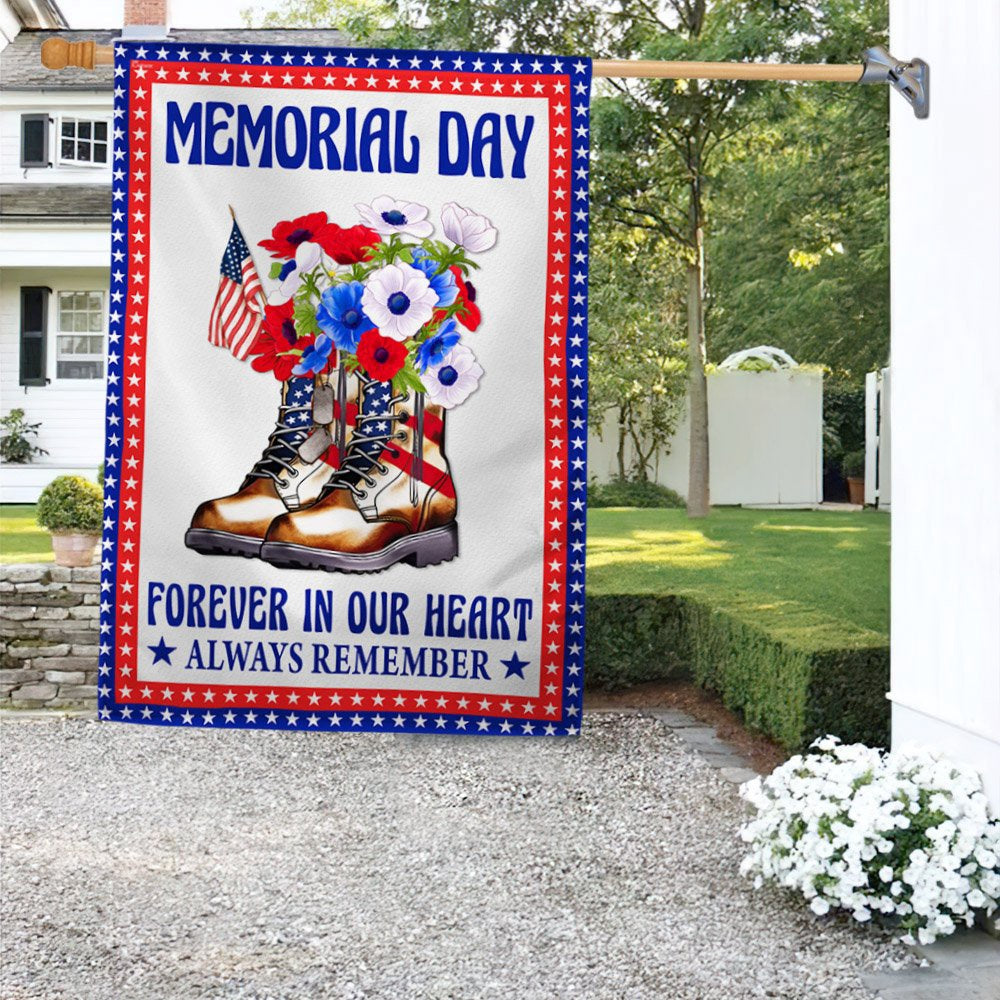 Veteran Flag, Memorial Day Veteran Boots Forever In Our Heart Always Remember Flag