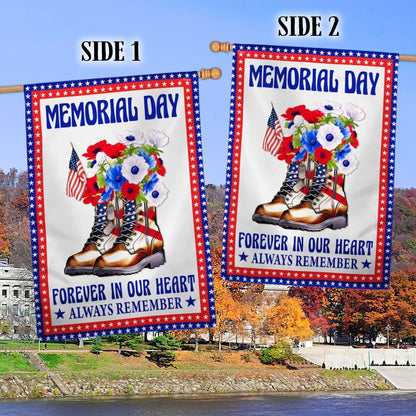 Veteran Flag, Memorial Day Veteran Boots Forever In Our Heart Always Remember Flag