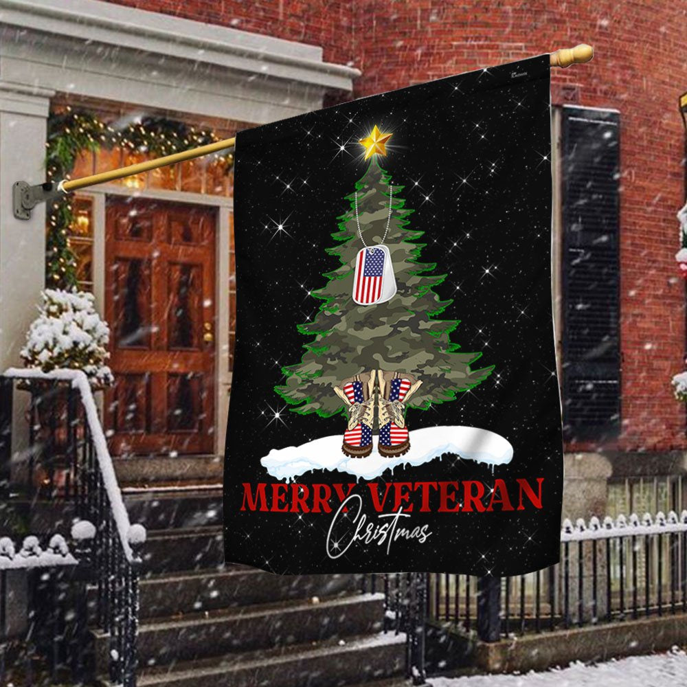 Veteran Flag, Merry Veteran Christmas Flag