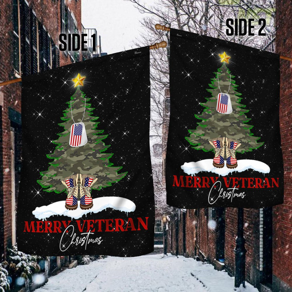 Veteran Flag, Merry Veteran Christmas Flag