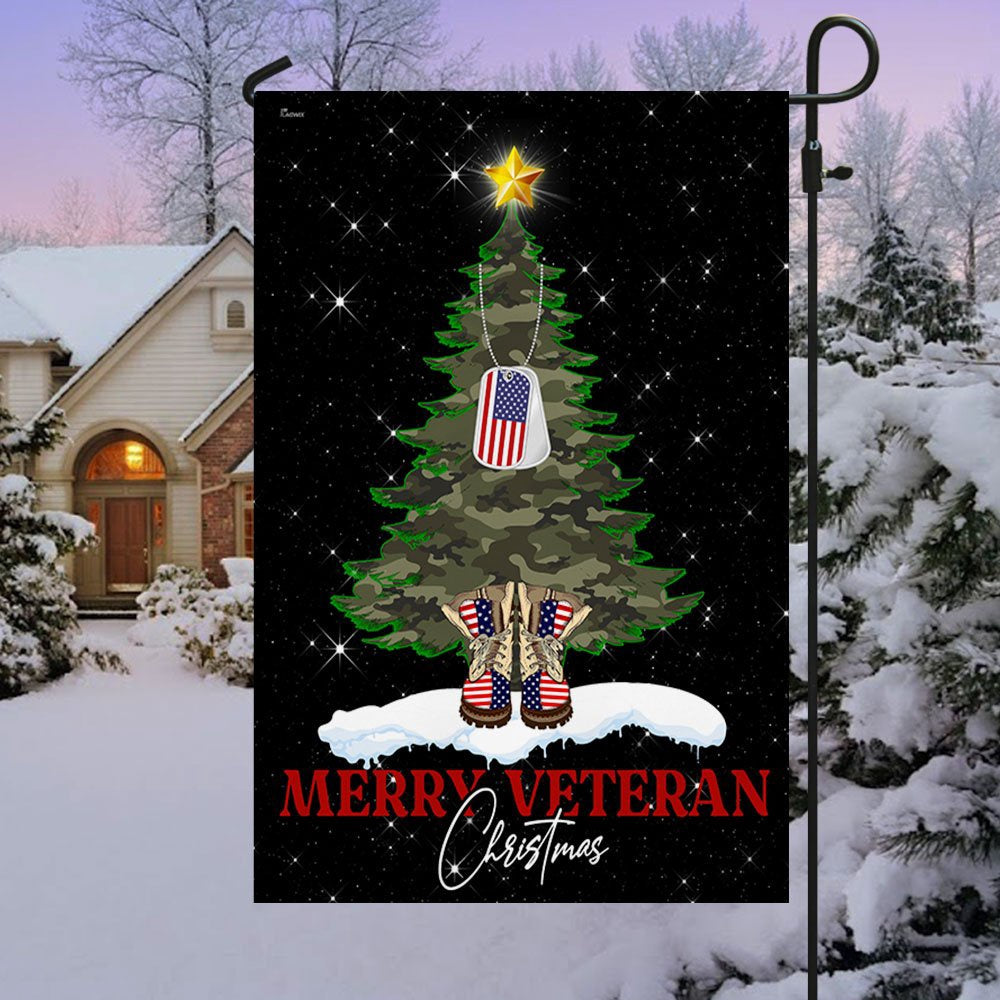 Veteran Flag, Merry Veteran Christmas Flag