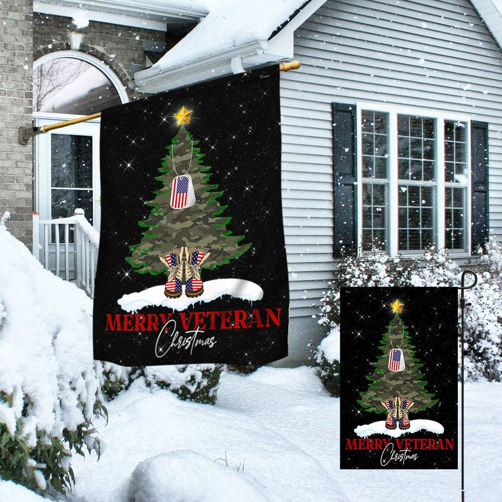 Veteran Flag, Merry Veteran Christmas Flag