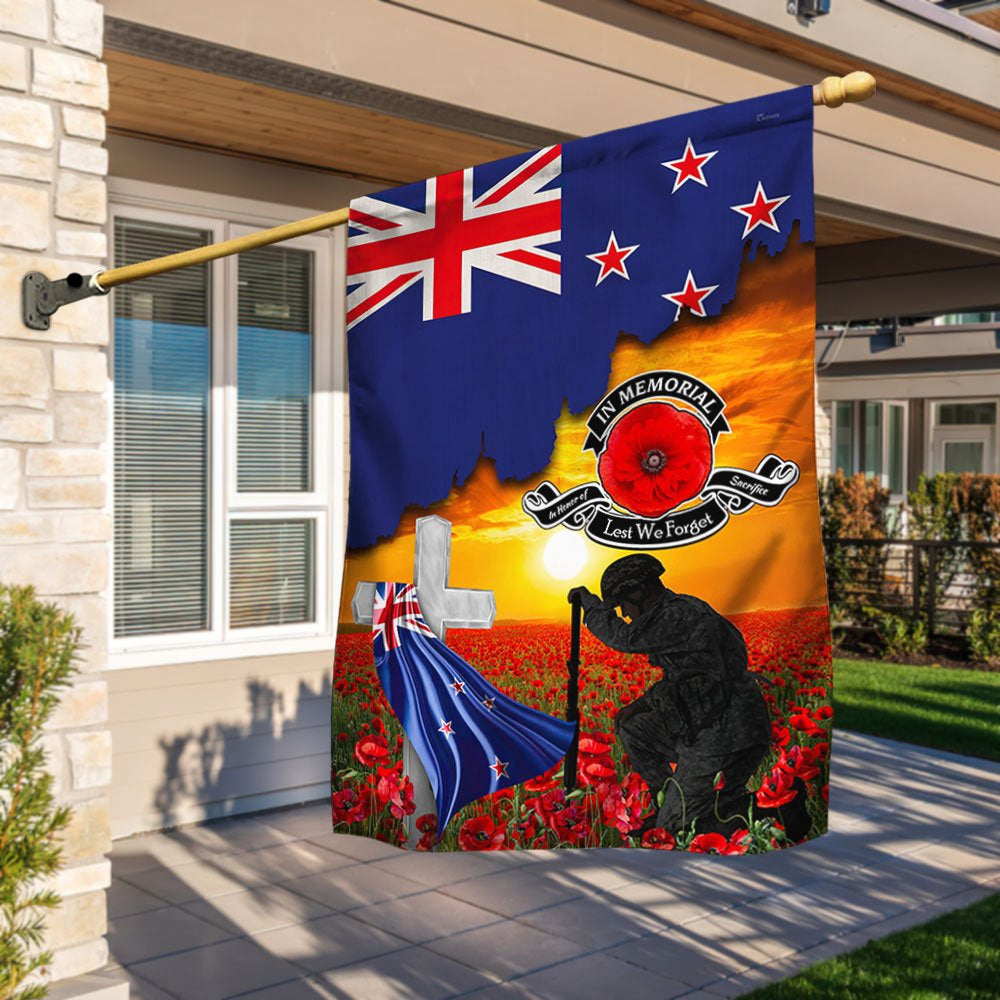 Veteran Flag, New ZealAnd Veteran Flag  In Memorial Lest We Forget New ZealAnd Memorial Honoring Fallen Soldiers Veterans Flag