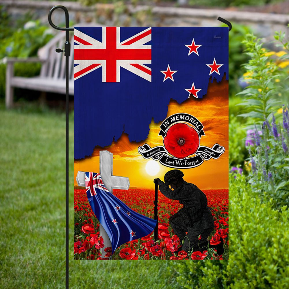 Veteran Flag, New ZealAnd Veteran Flag  In Memorial Lest We Forget New ZealAnd Memorial Honoring Fallen Soldiers Veterans Flag