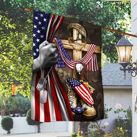 Veteran Flag, US Veteran Christian Cross American Patriot Memorial Flag