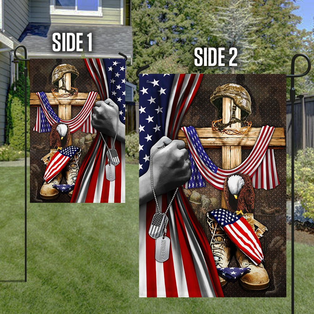 Veteran Flag, US Veteran Christian Cross American Patriot Memorial Flag