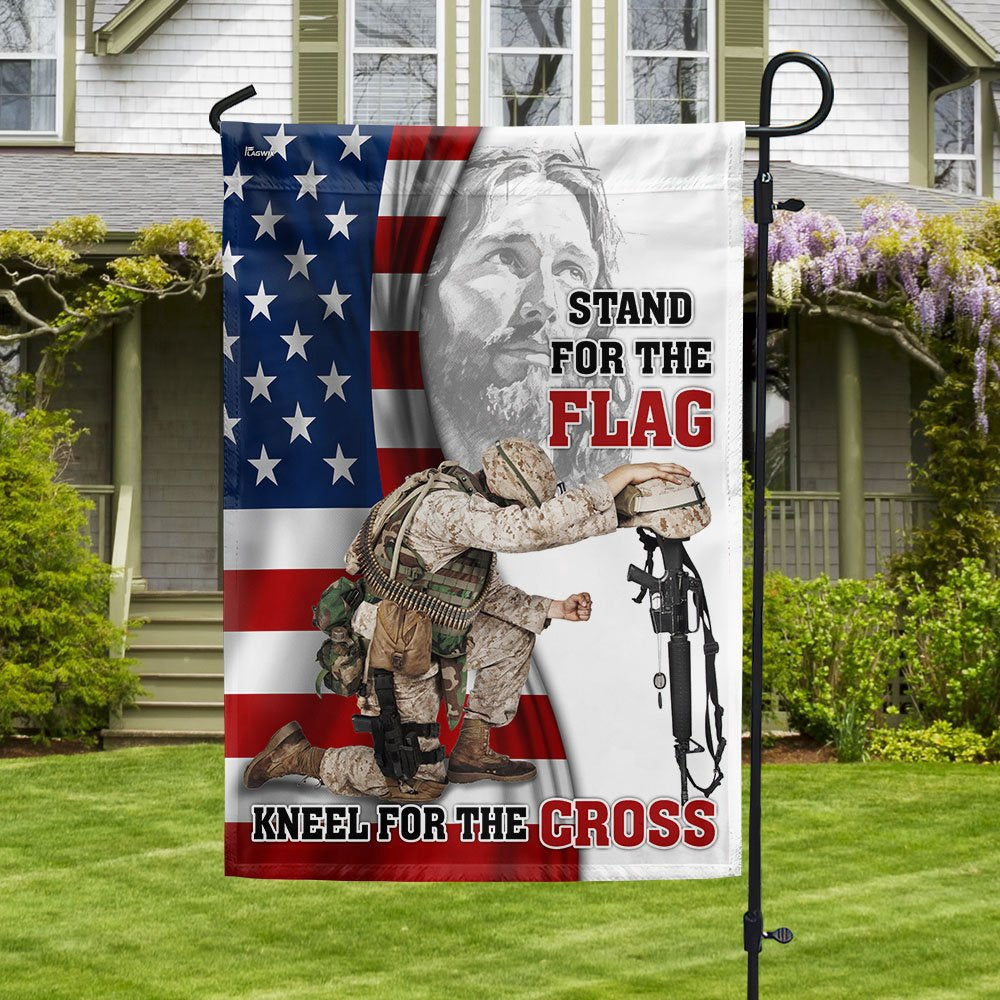 Veteran Flag, Veteran Jesus Christ Kneeling For The Cross Memorial Honoring Fallen Soldiers Veterans Flag
