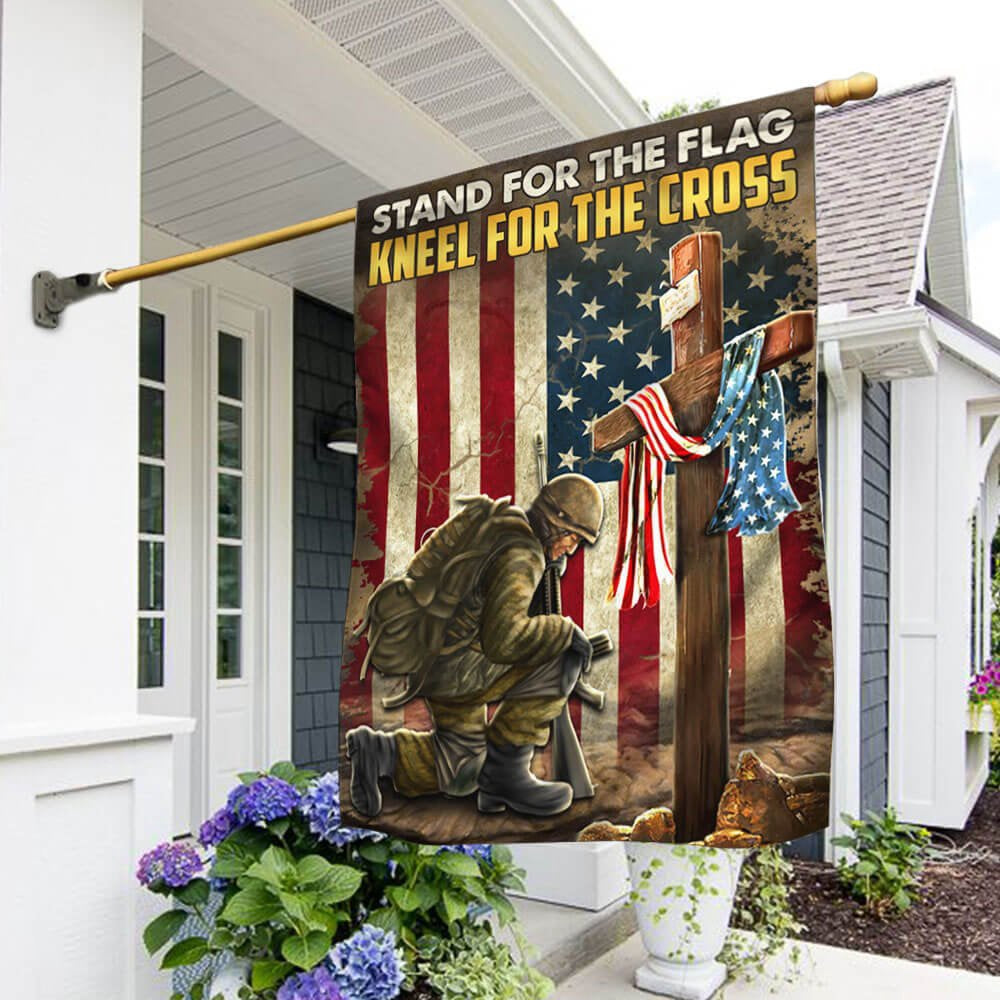 Veteran Flag, Veteran Kneeling Cross American Flag StAnd For The Flag Kneel For The Cross