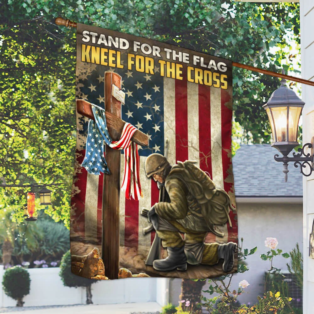 Veteran Flag, Veteran Kneeling Cross American Flag StAnd For The Flag Kneel For The Cross