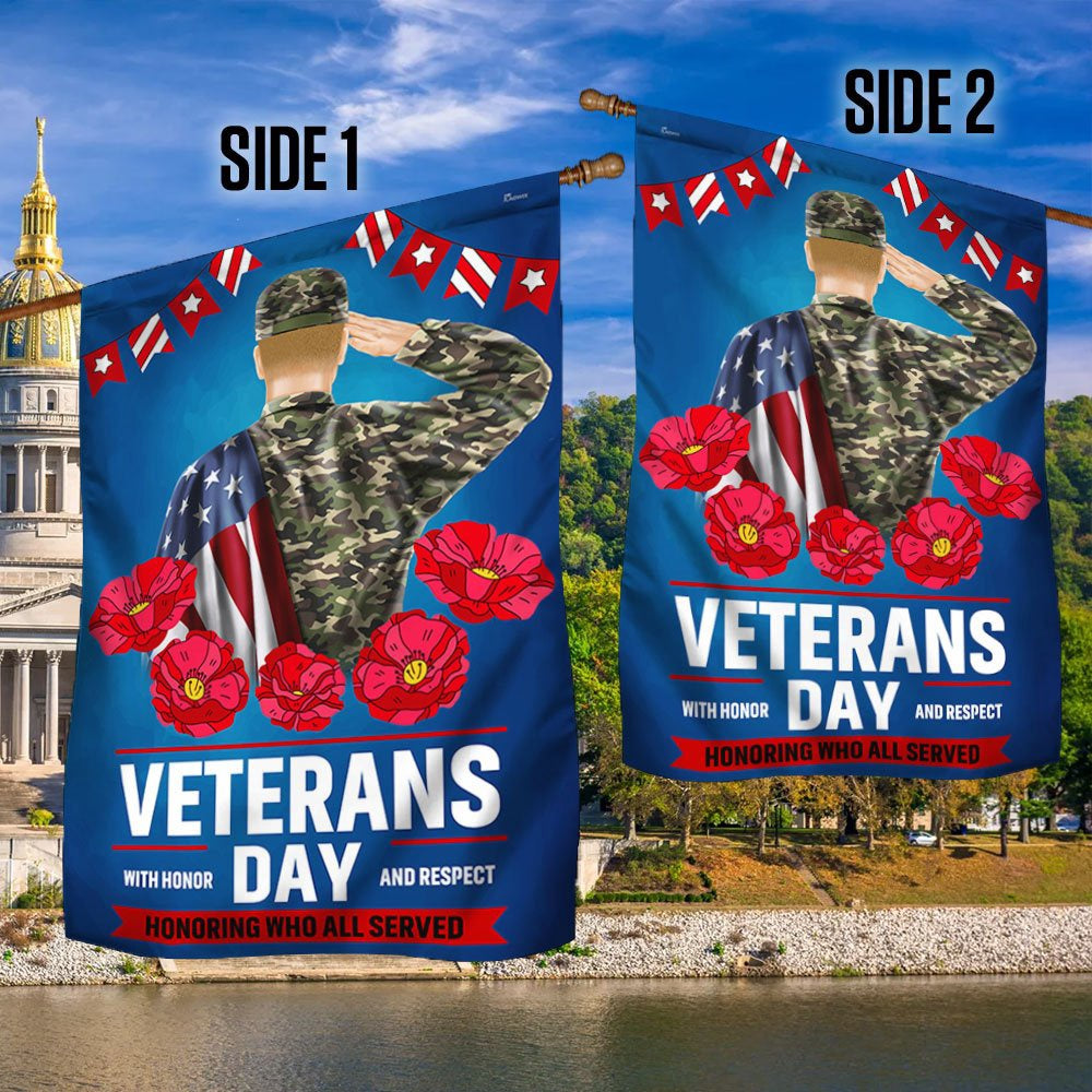 Veteran Flag, Veterans Day With Honor And Respect Flag