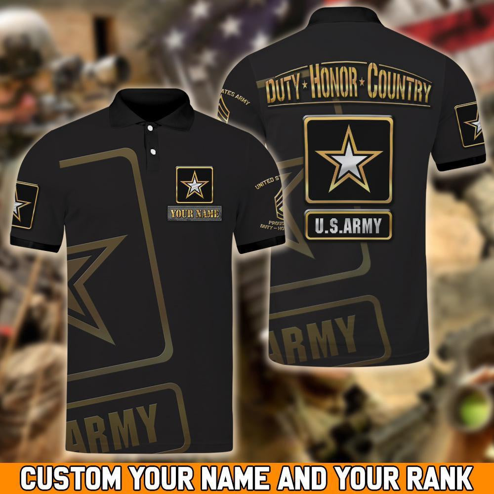 Veteran Polo Shirt, Army Polo Shirt Custom Your Name And Rank Shirt