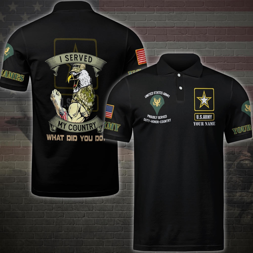 Veteran Polo Shirt, US Army Military Polo Shirt , I Served My Country, Custom Your Name And Rank
