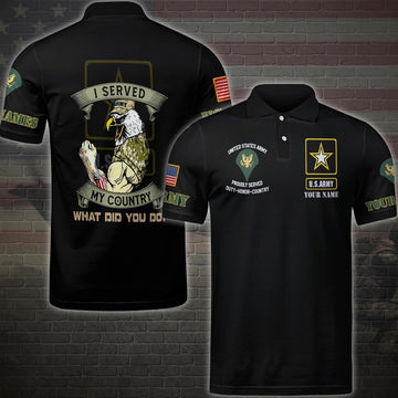 Veteran Polo Shirt, US Army Military Polo Shirt , I Served My Country, Custom Your Name And Rank
