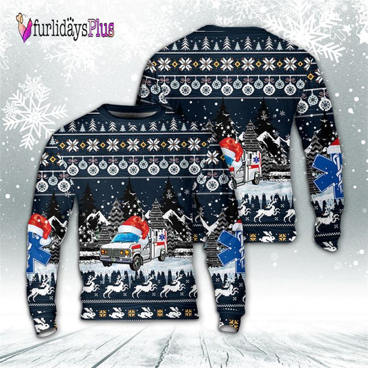Veteran Sweater, Ambulance Christmas AOP Sweater