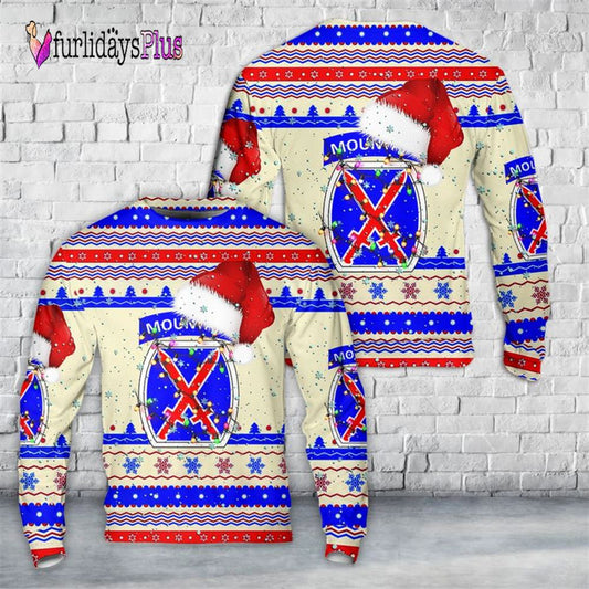 Veteran Sweater, Army 10th Mountain Division Christmas AOP Sweater