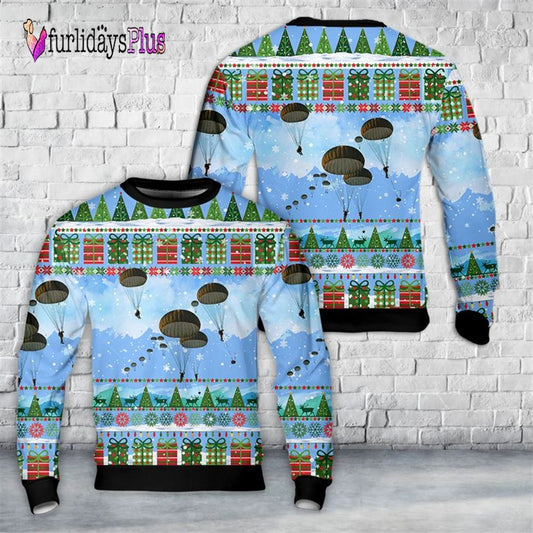 Veteran Sweater, Army 3rd Battalion, Royal Regiment Parachute Drop Christmas AOP Sweater