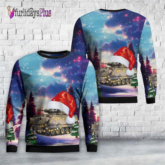 Veteran Sweater, Army M113A1 MRV In The 1980s (Scorpion Turret) Christmas Sweater