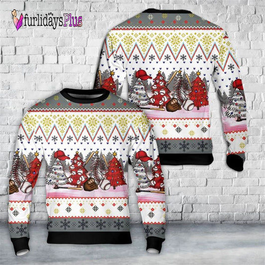 Veteran Sweater, Baseball Christmas Trees Sweater