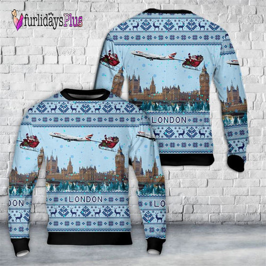 Veteran Sweater, British Airways 747 over London Christmas AOP Sweater