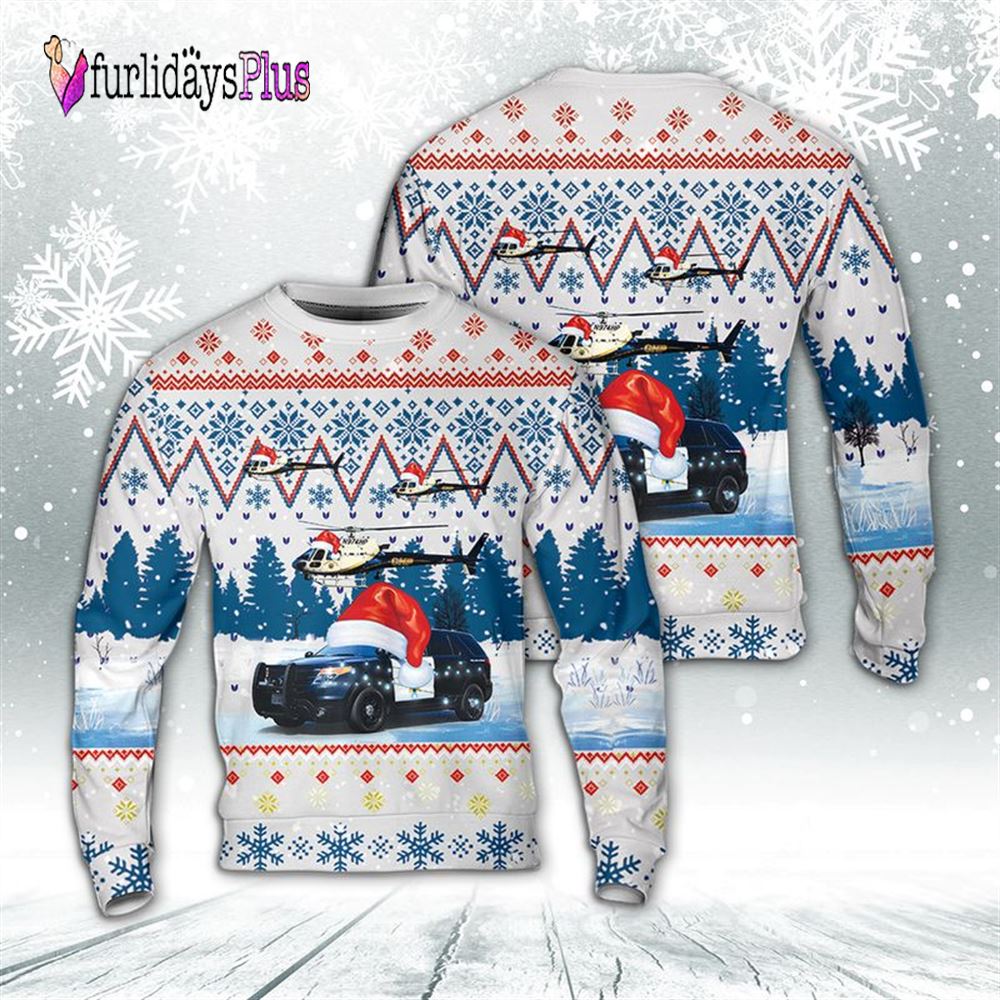 Veteran Sweater, California Highway Patrol Vehicles Christmas AOP Sweater
