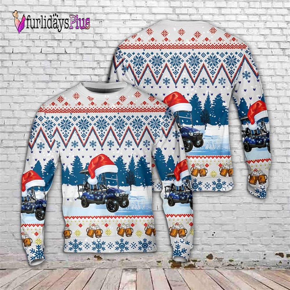 Veteran Sweater, Golf Cart & Beer Christmas AOP Sweater