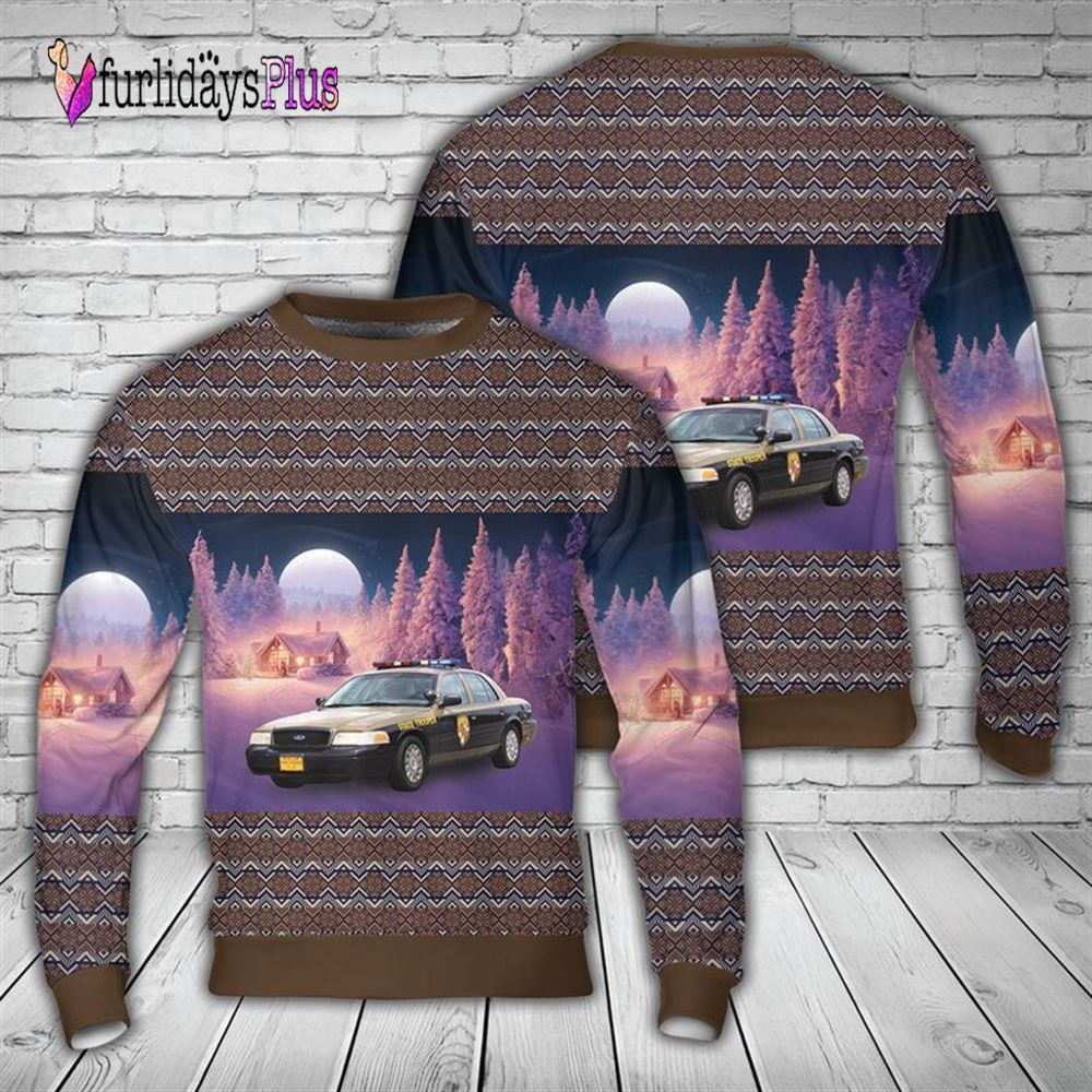 Veteran Sweater, Maryland State Police Car Christmas AOP Sweater